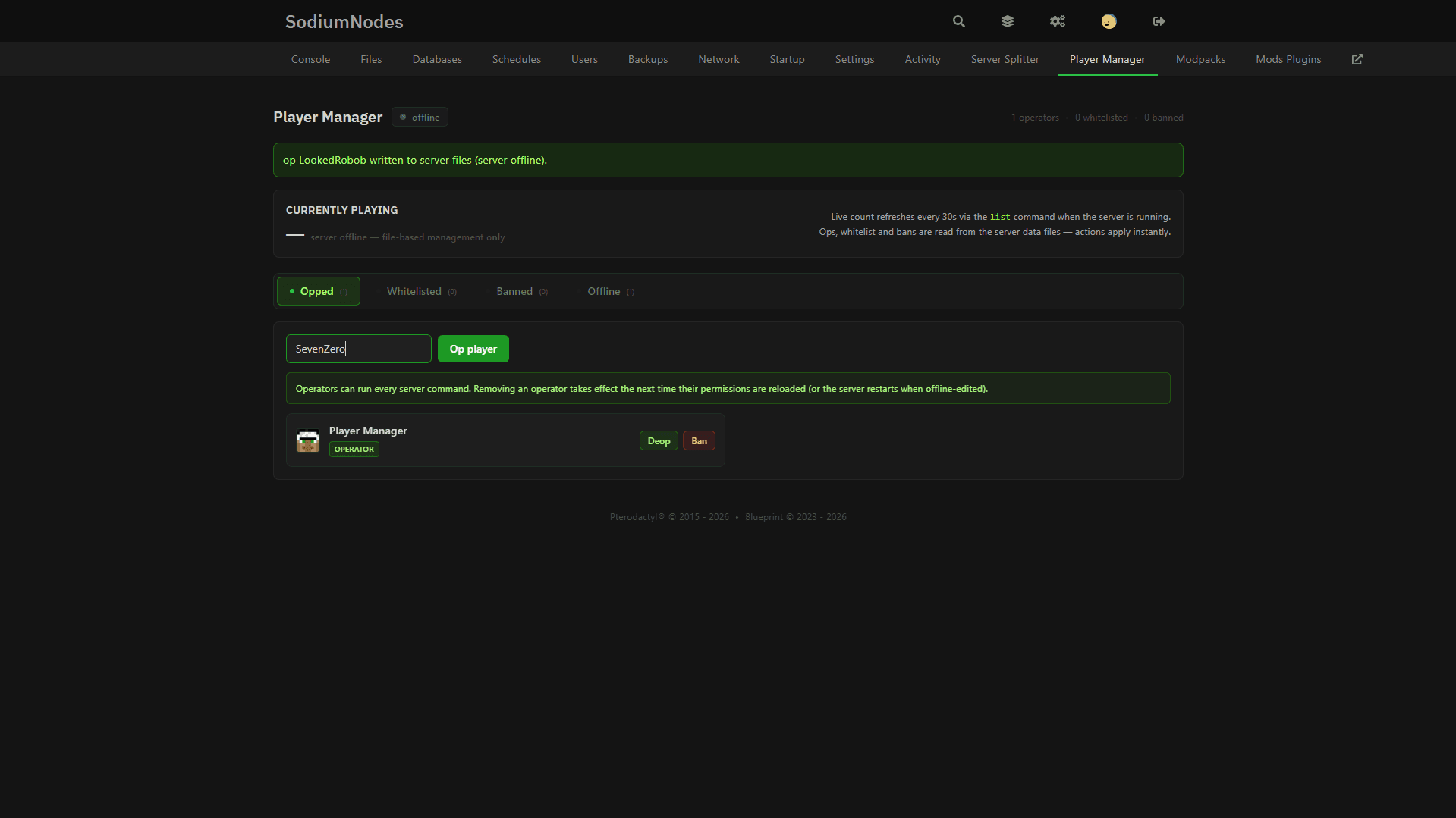 Player Manager Screenshot